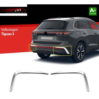 Entourage Pare choc arriere VOLKSWAGEN TIGUAN 2024 AUJOURD'HUI INOX CHROME Set 2 PIECES