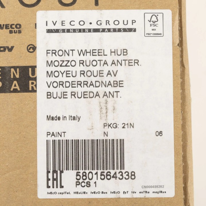 Moyeu roue avant origine Iveco Daily 2019+ REF 5801564338 Moyeu roue avant origine Iveco Daily 2019+ REF 5801564338