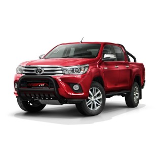 PARE BUFFLE TOYOTA HILUX 2015 2018 HOMOLOGUE INOX NOIR  PLAQUE