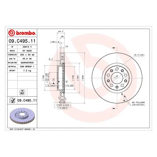 Disque frein avant Alfa Romeo Giulia 2016+ 2.0 Turbo 2.2 Multijet 100 110 132 KW 2.2 Multijet 2.0 147 KW  BREMBO REF 50532930 - 