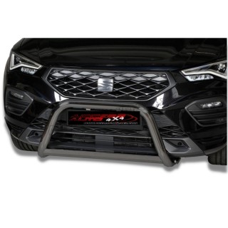 PARE BUFFLE SEAT ATECA 2021 AUJOURD'HUI HOMOLOGUE INOX NOIR avec barre de renfort - AccessAuto4x4