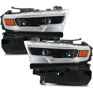 Phare DODGE RAM 1500 Limited Longhorn 2021 2026 Set Black Full Led 2 pîeces REF 68442528AE 68442529AE