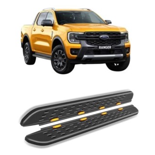 RUNNING BOARDS FORD RANGER 2023 TODAY Double Cab Steel LEDs