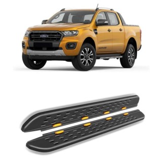 FORD RANGER 2012 2022 Super Cab Side Steps Steel with LEDs