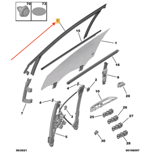 Joint porte avant gauche origine PEUGEOT 3008 2021+ REF 98115860XT